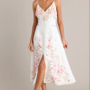 Enchanted Bloom Ivory Multi Floral Midi Dress - NWT